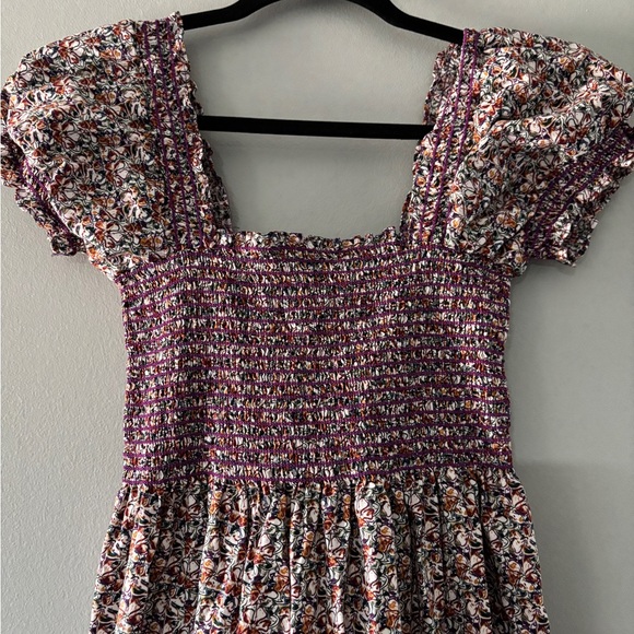 OPT Floral Purple Smock Midi Dress Size M - Picture 5 of 7